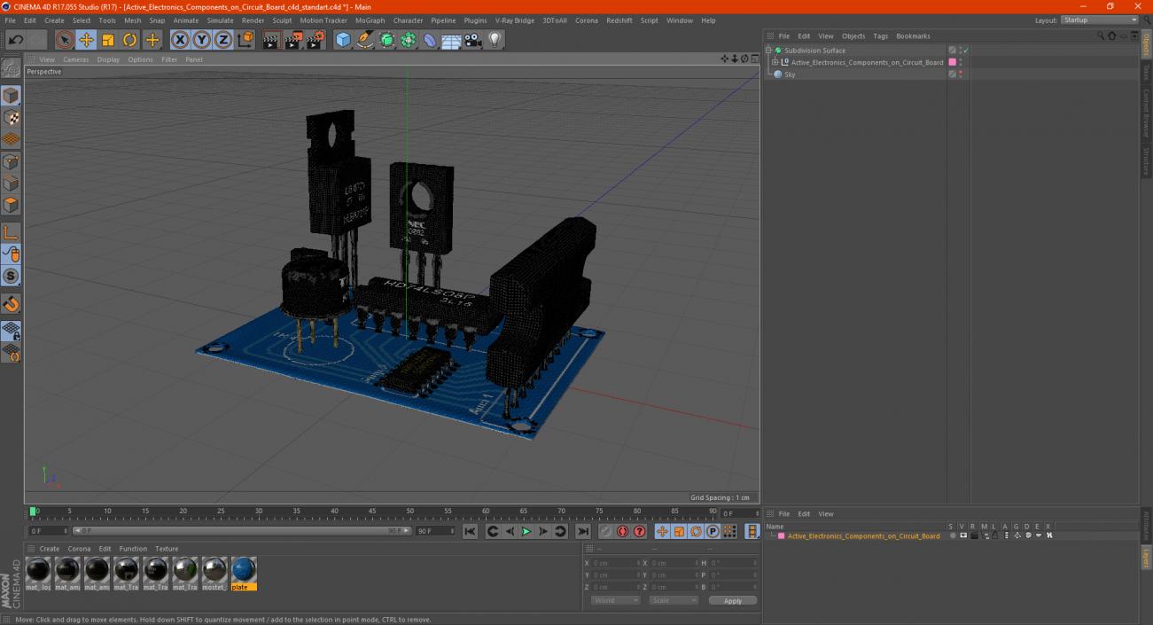 3D Active Electronics Components on Circuit Board