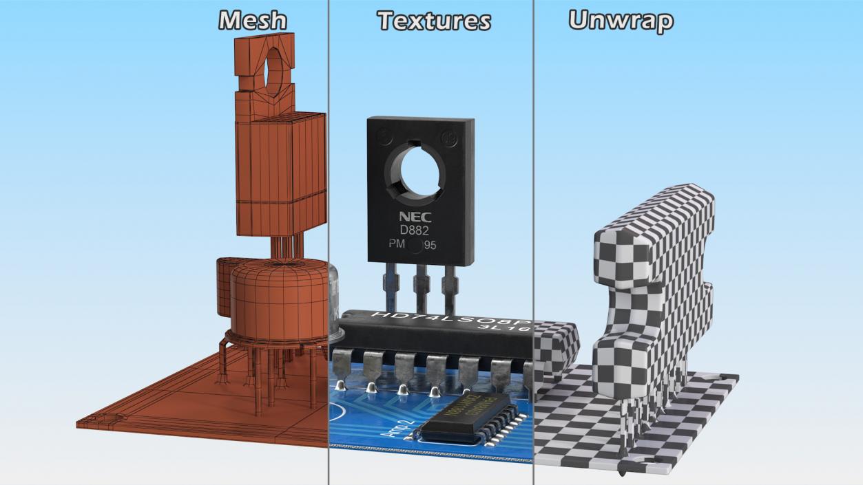 3D Active Electronics Components on Circuit Board