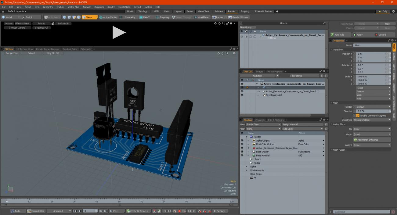 3D Active Electronics Components on Circuit Board