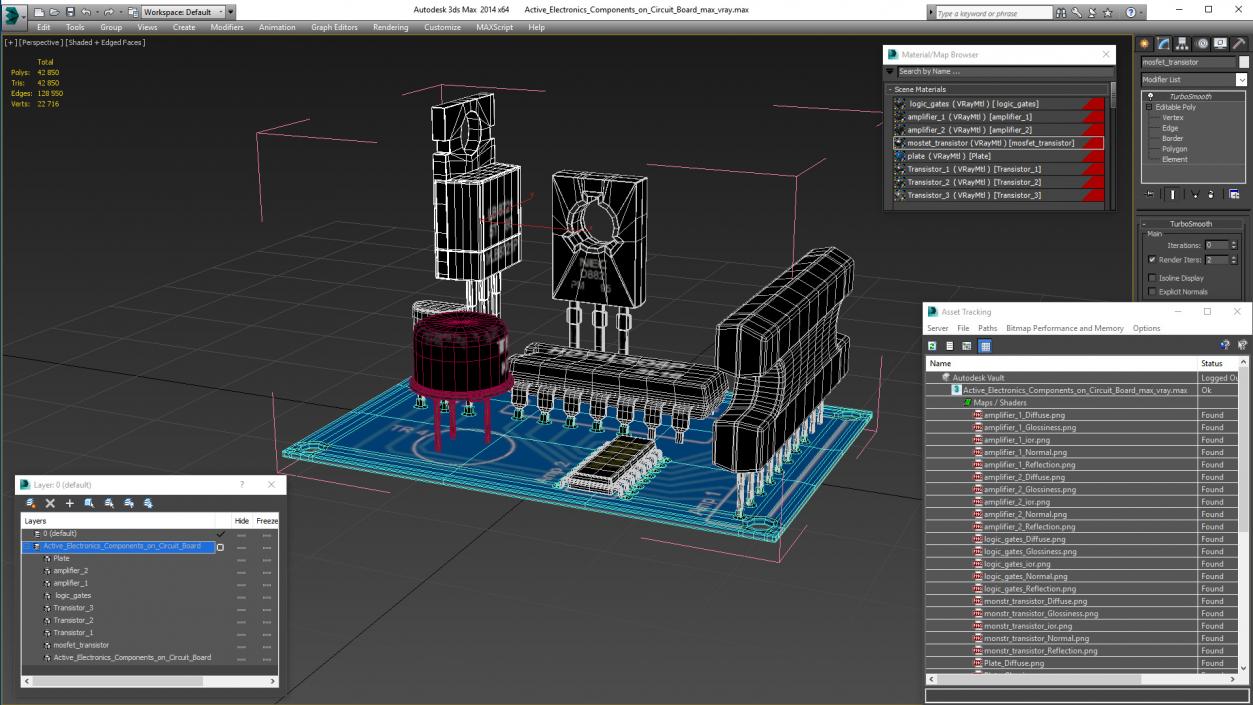 3D Active Electronics Components on Circuit Board