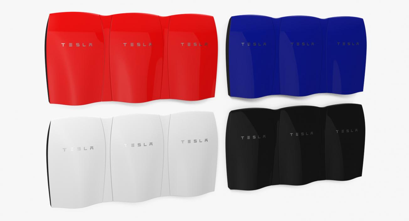 3D Tesla Powerwall Triple Unit Set