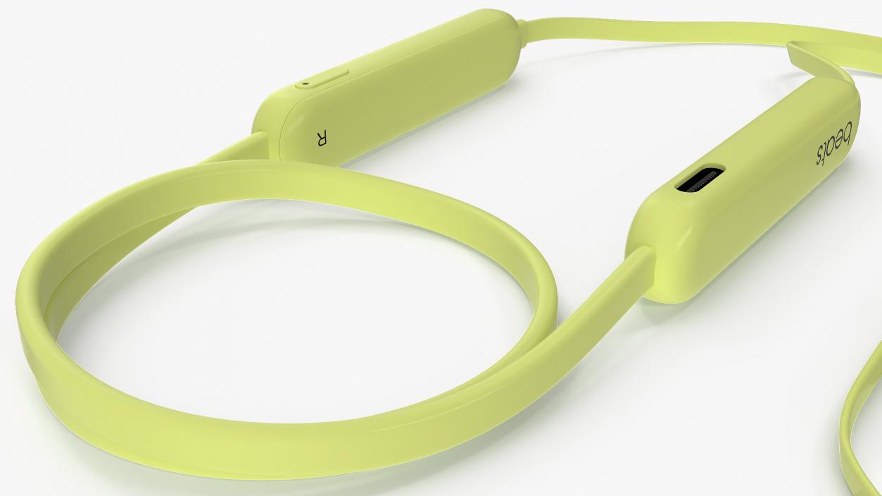 Beats Flex Earphones Yuzu Yellow Folded 3D model