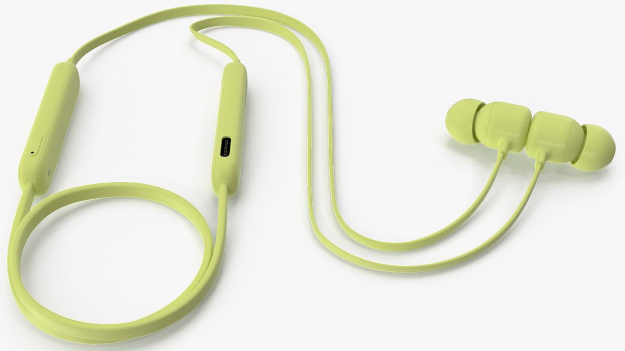 Beats Flex Earphones Yuzu Yellow Folded 3D model