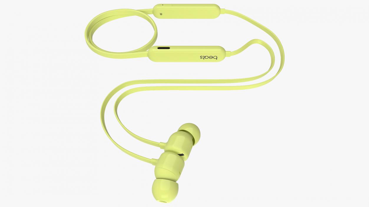 Beats Flex Earphones Yuzu Yellow Folded 3D model