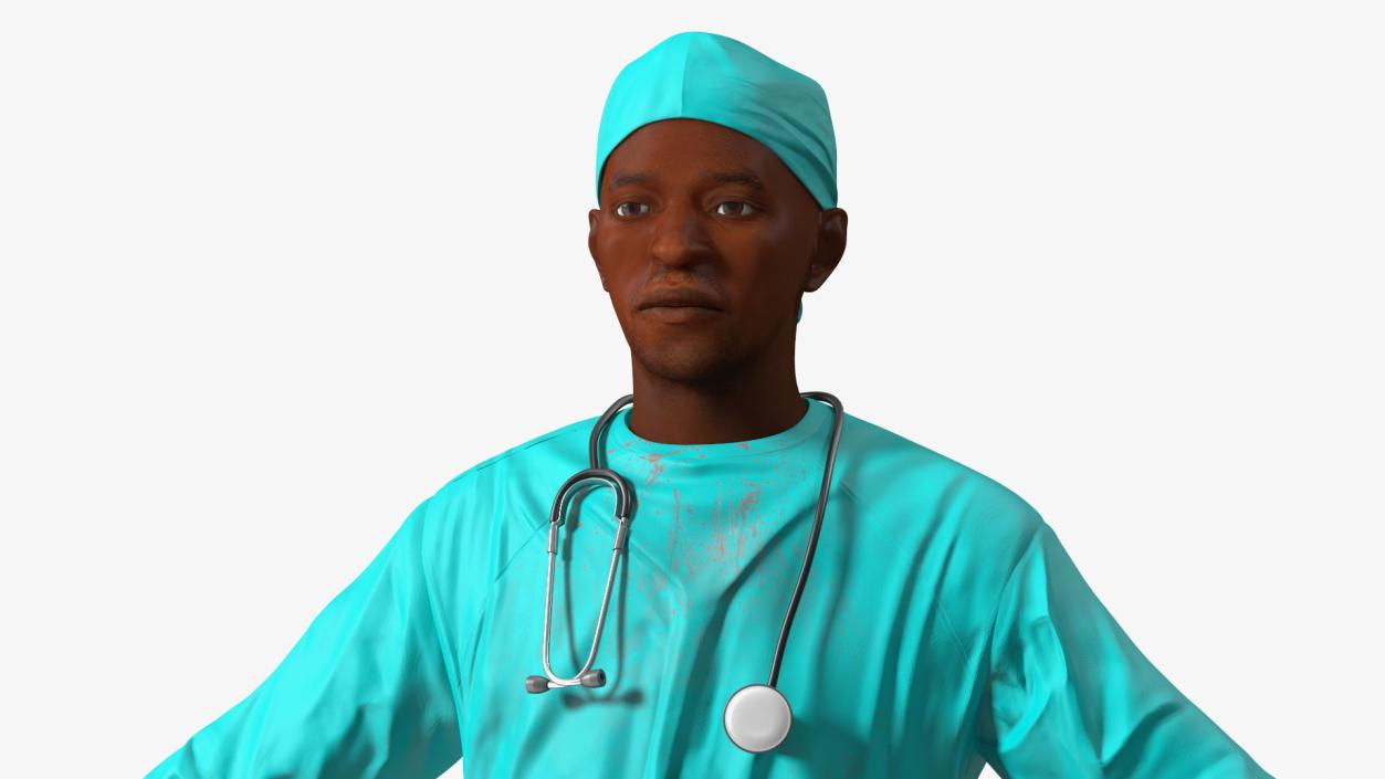 African Black Male Doctor Blood Stained 3D model