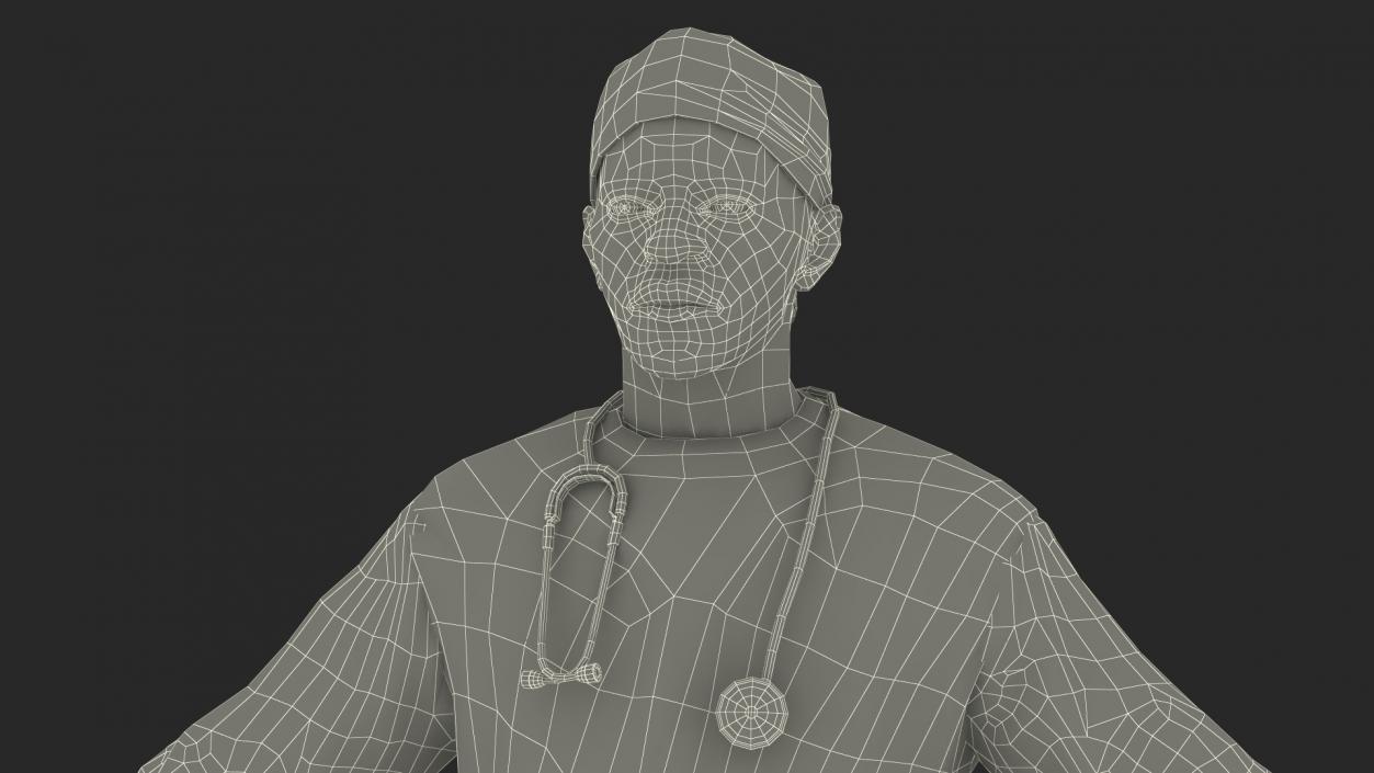 African Black Male Doctor Blood Stained 3D model