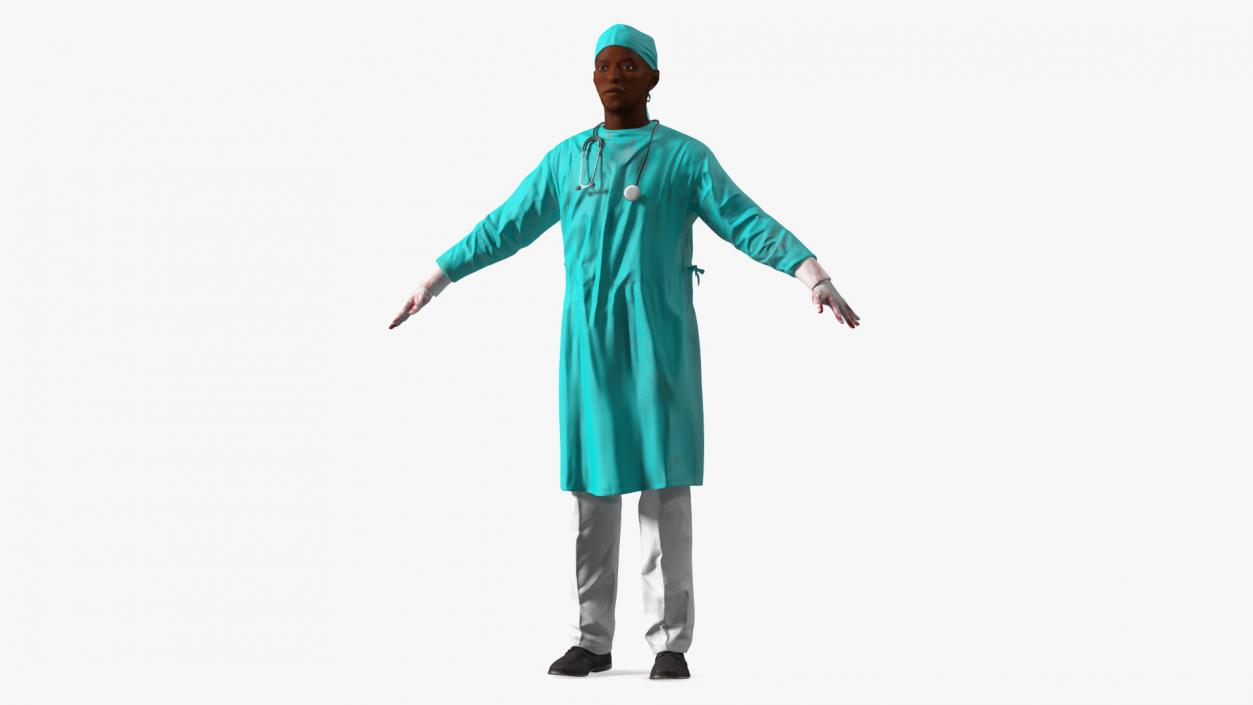 African Black Male Doctor Blood Stained 3D model