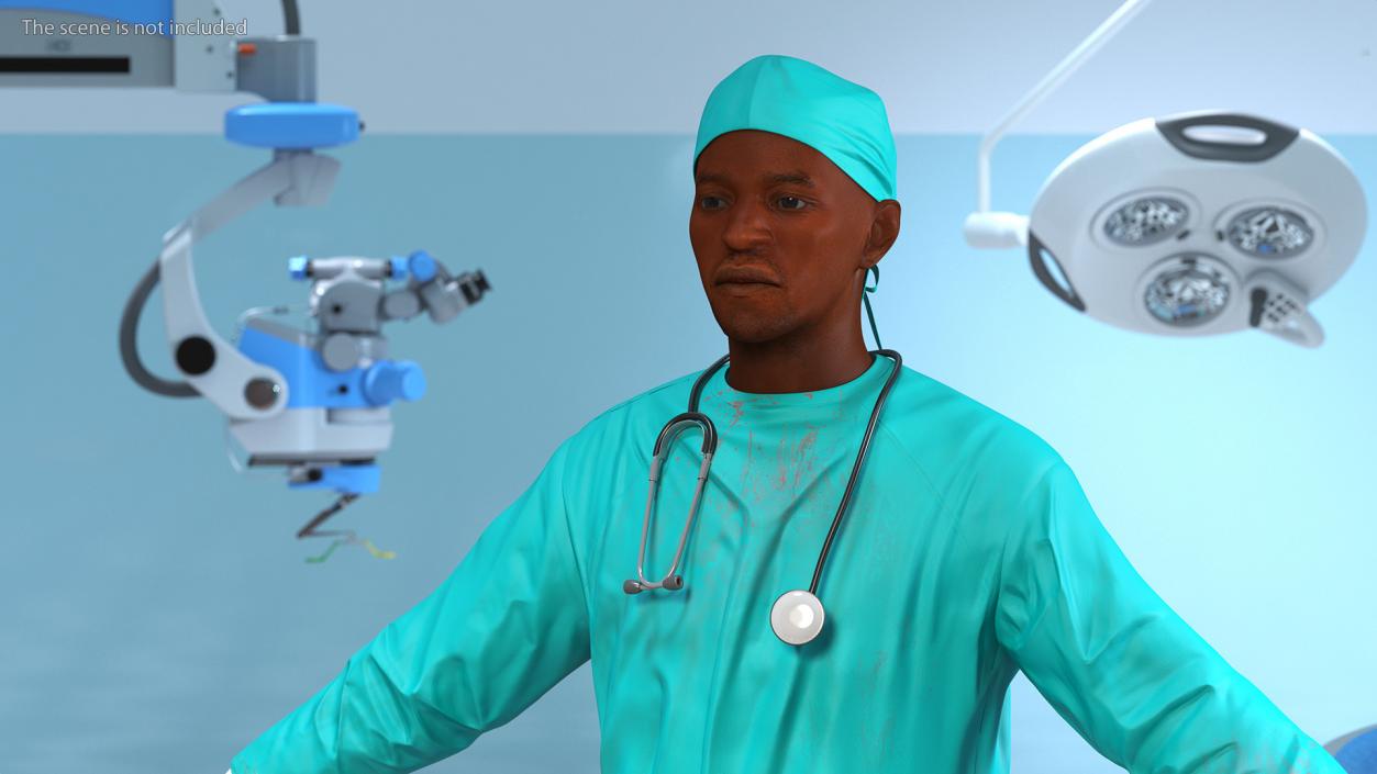 African Black Male Doctor Blood Stained 3D model