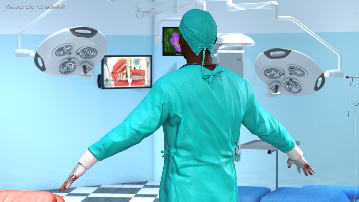 African Black Male Doctor Blood Stained 3D model