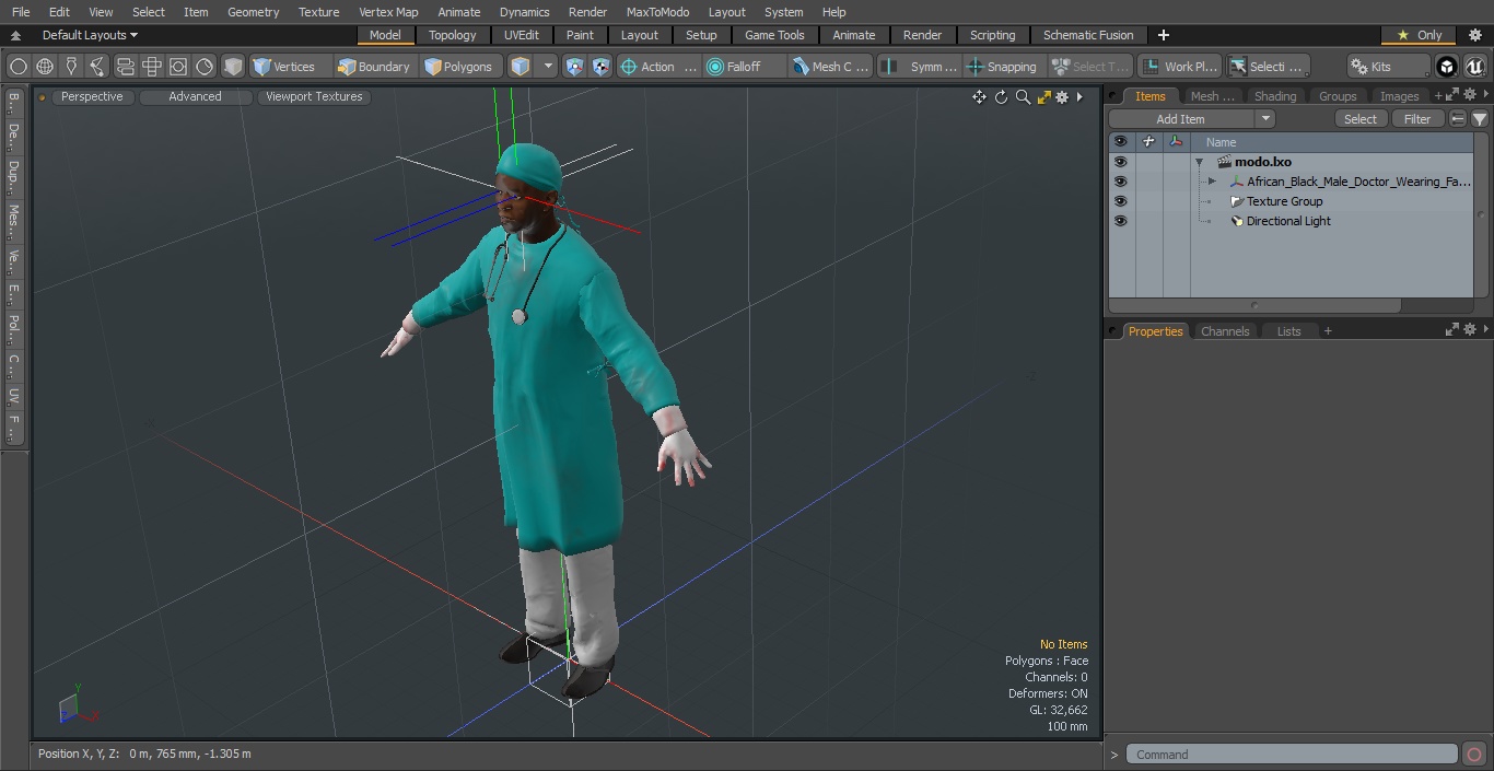 African Black Male Doctor Blood Stained 3D model