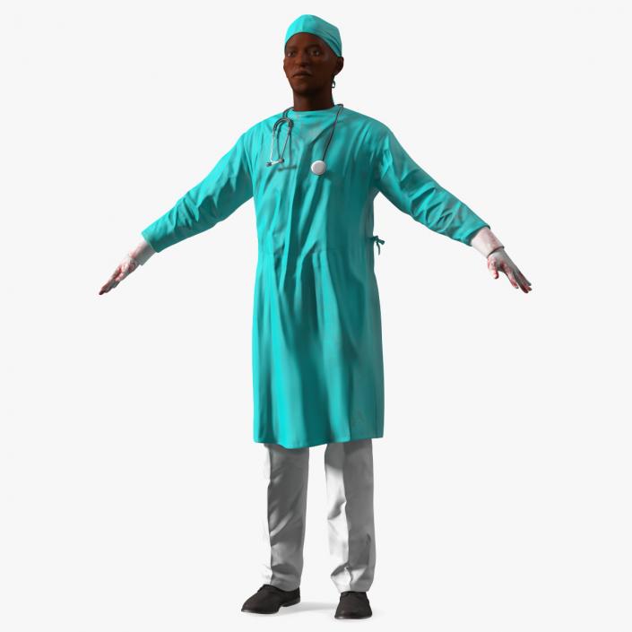 African Black Male Doctor Blood Stained 3D model