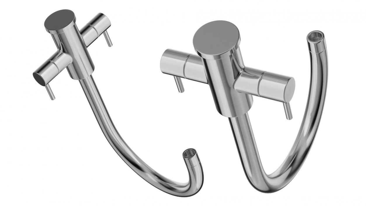 Monobloc Dual Lever Kitchen Mixer Tap Chrome 3D model