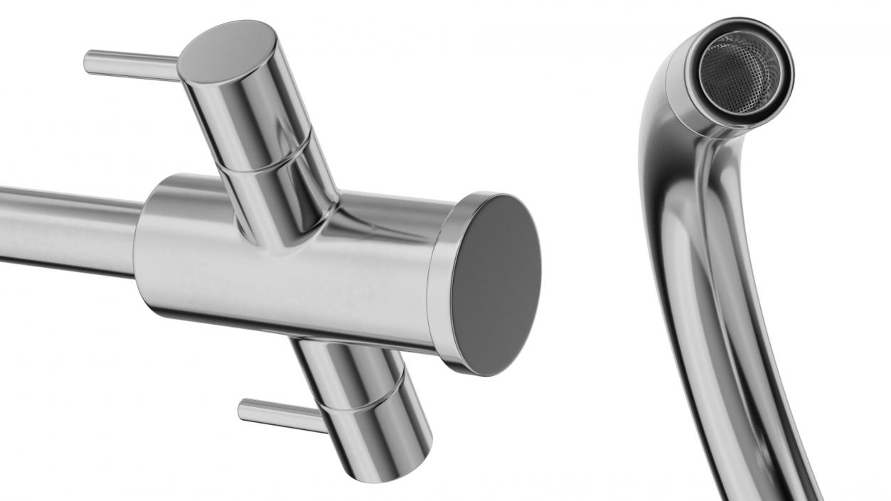 Monobloc Dual Lever Kitchen Mixer Tap Chrome 3D model