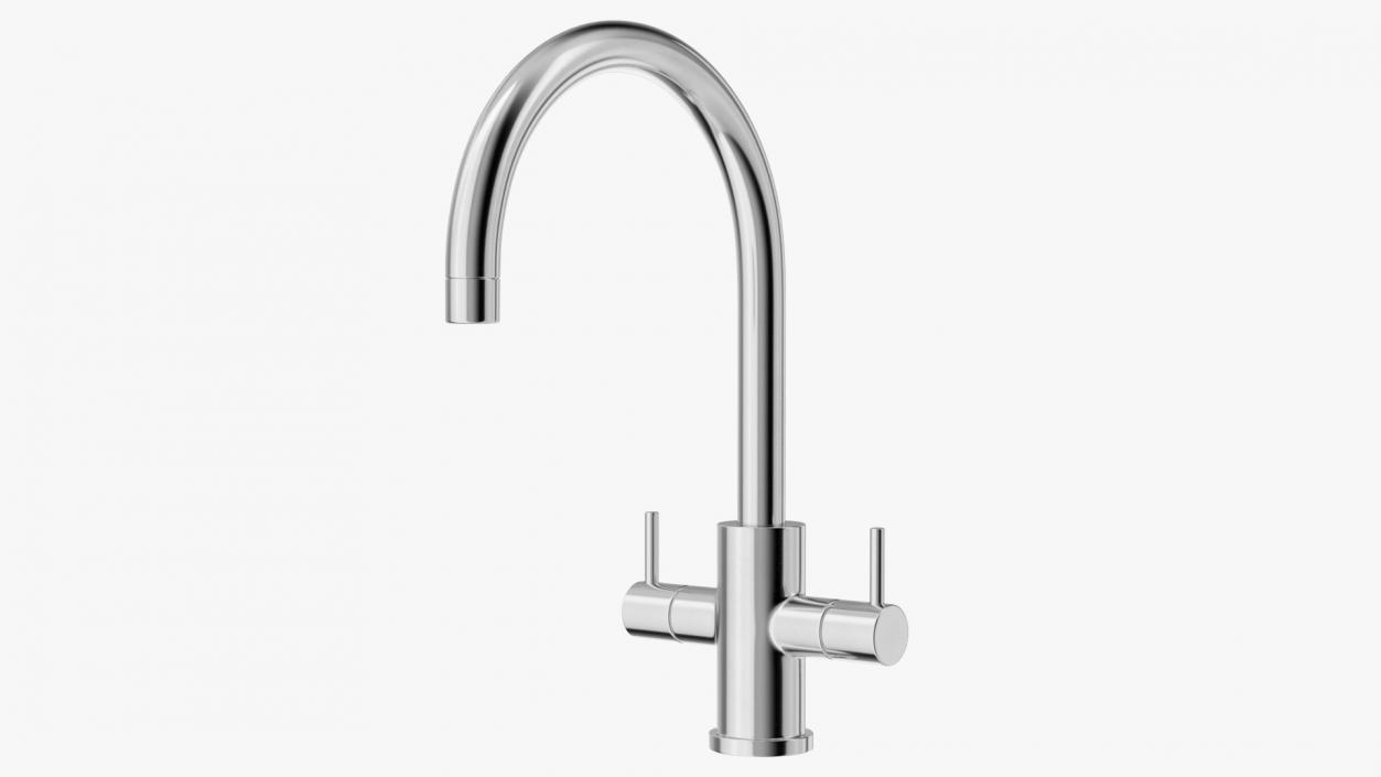 Monobloc Dual Lever Kitchen Mixer Tap Chrome 3D model