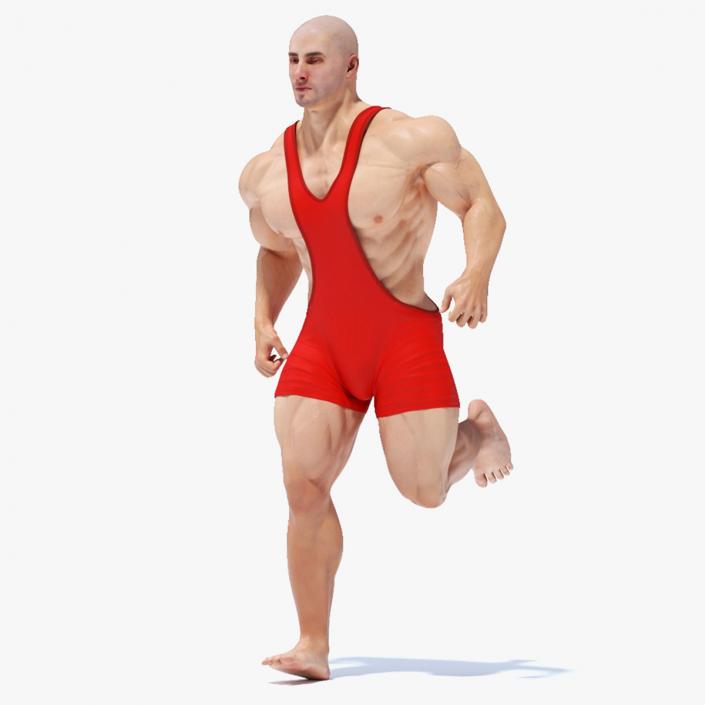 3D Athlete Man in Red Leotard Rigged model