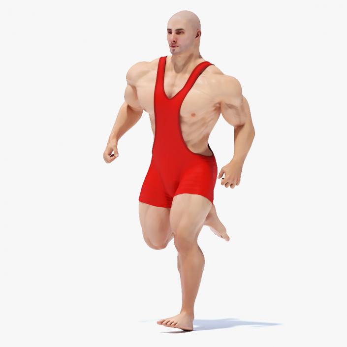 3D Athlete Man in Red Leotard Rigged model