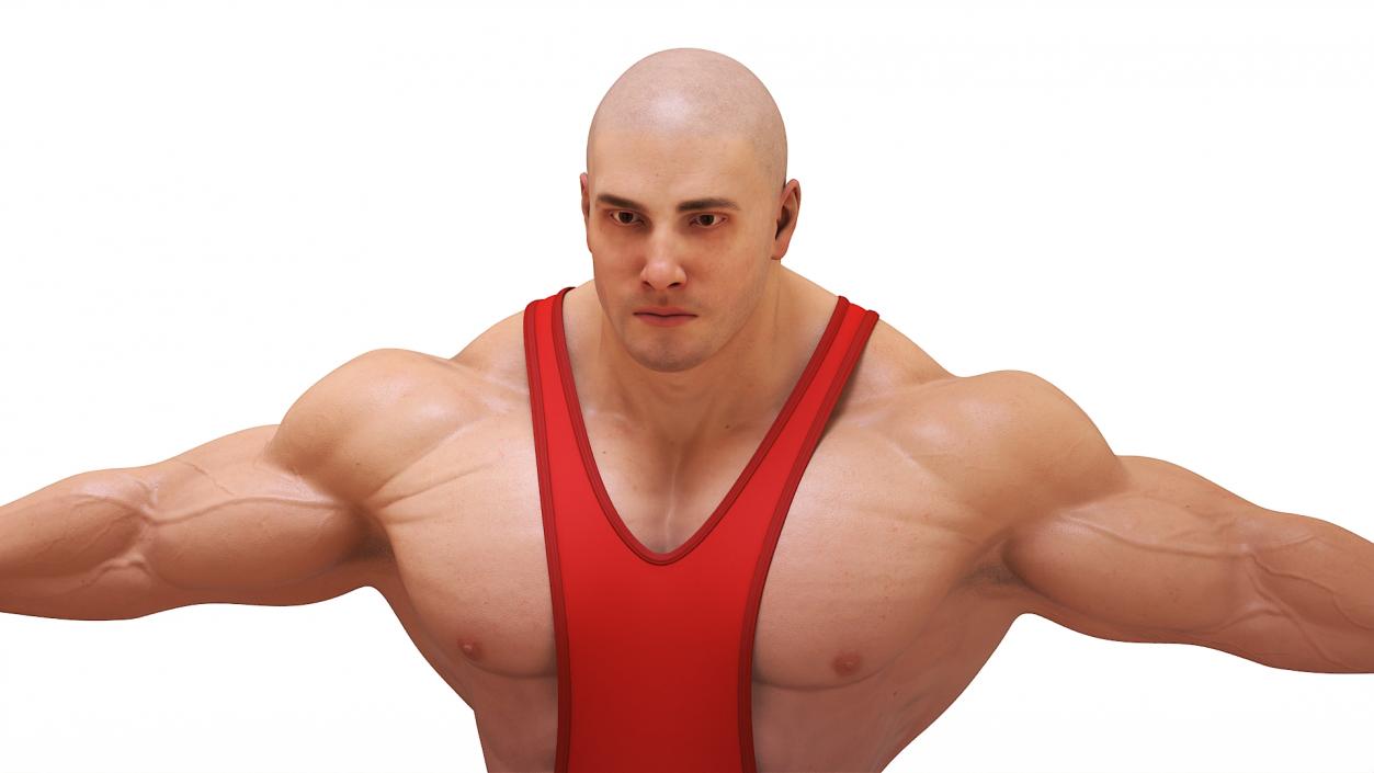 3D Athlete Man in Red Leotard Rigged model