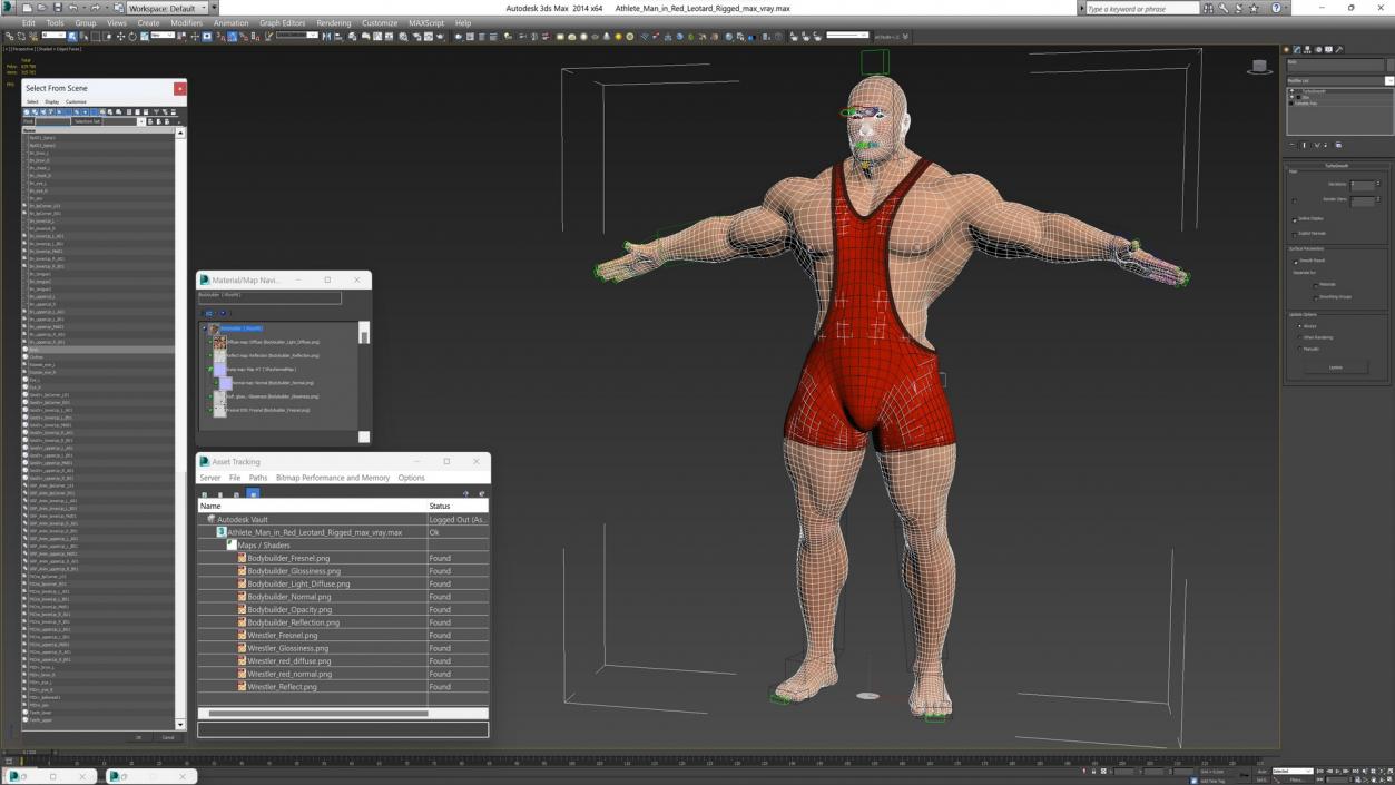 3D Athlete Man in Red Leotard Rigged model