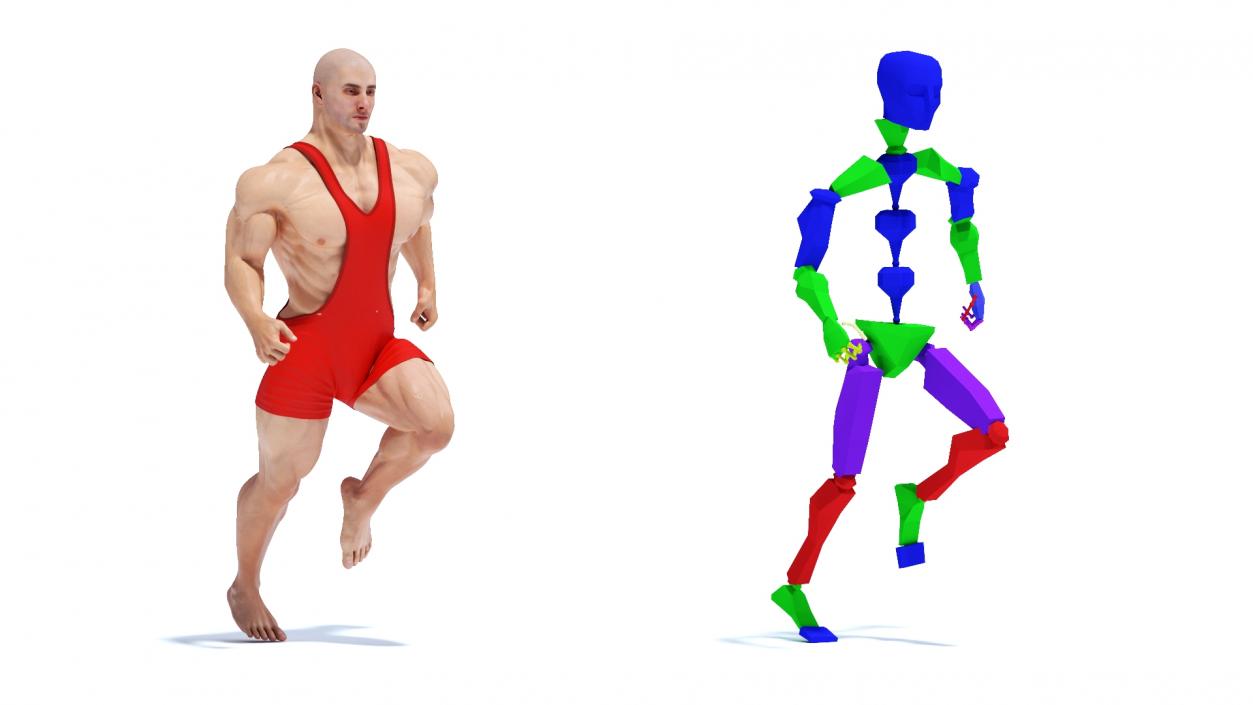 3D Athlete Man in Red Leotard Rigged model