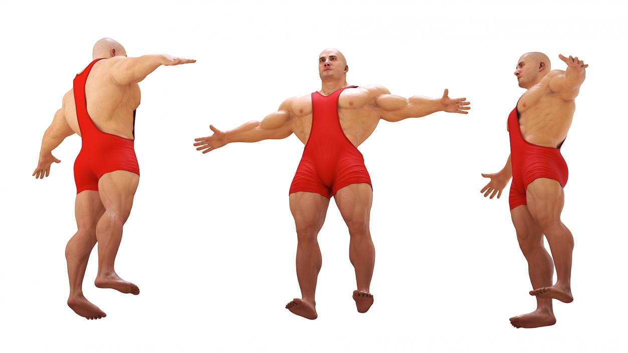 3D Athlete Man in Red Leotard Rigged model