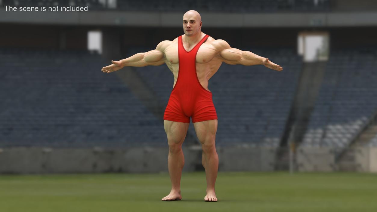 3D Athlete Man in Red Leotard Rigged model