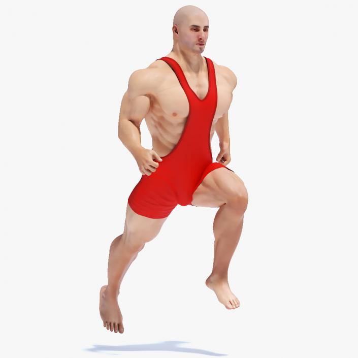 3D Athlete Man in Red Leotard Rigged model