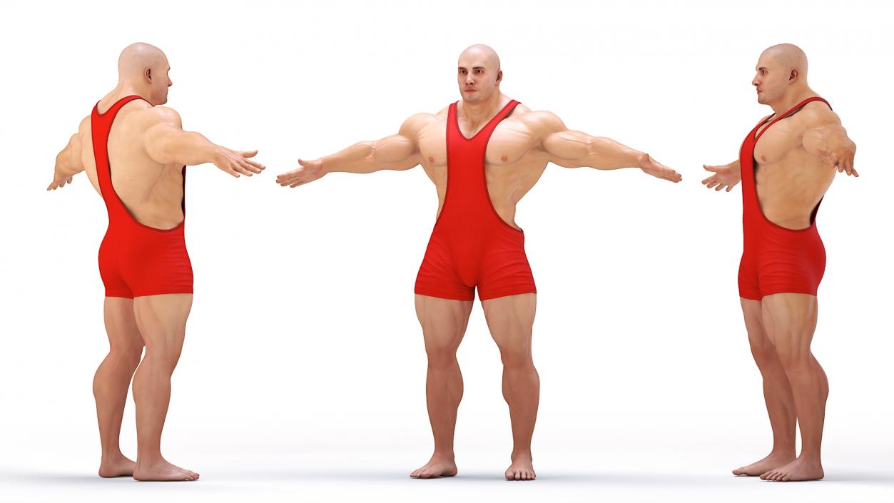 3D Athlete Man in Red Leotard Rigged model