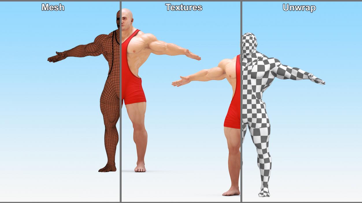 3D Athlete Man in Red Leotard Rigged model