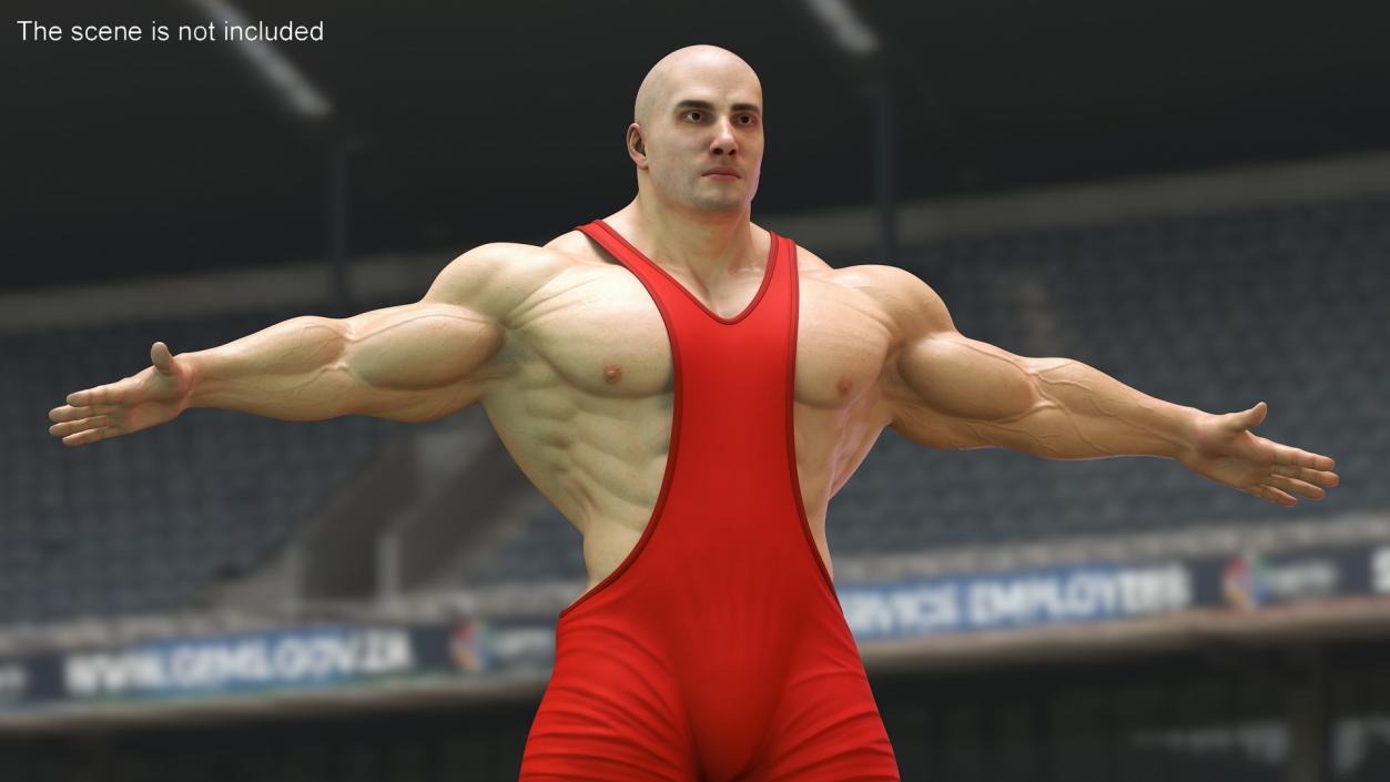 3D Athlete Man in Red Leotard Rigged model