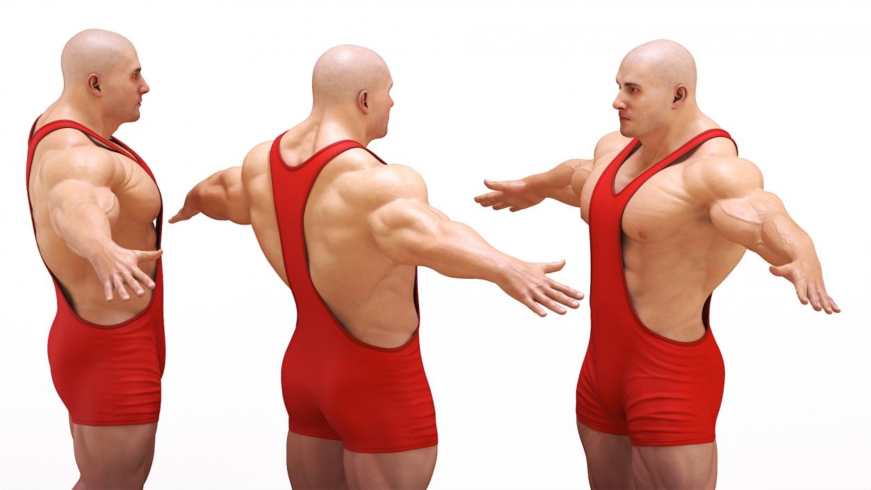 3D Athlete Man in Red Leotard Rigged model