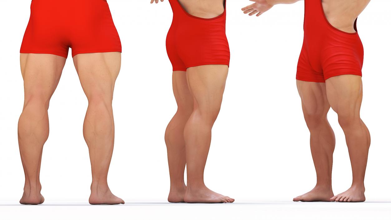 3D Athlete Man in Red Leotard Rigged model