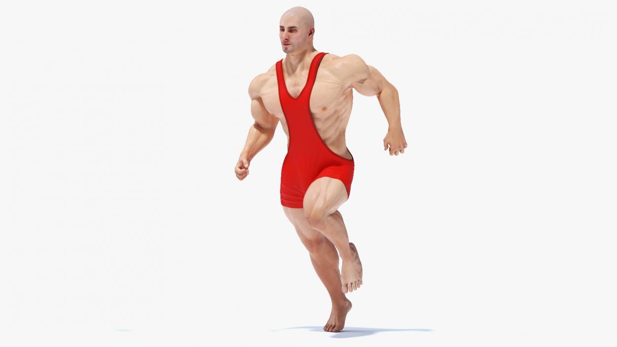 3D Athlete Man in Red Leotard Rigged model