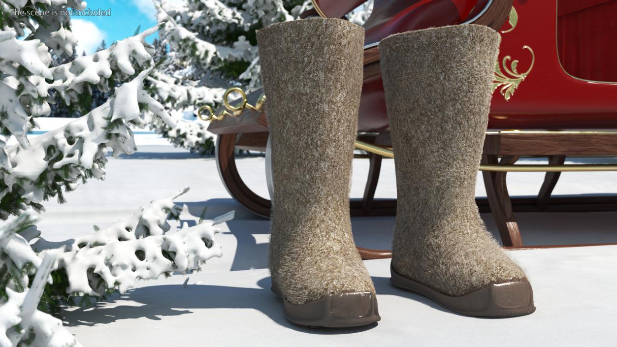 3D model Warm Felt Boots Fur Collection