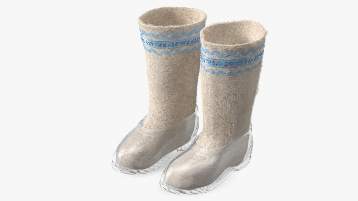 3D model Warm Felt Boots Fur Collection