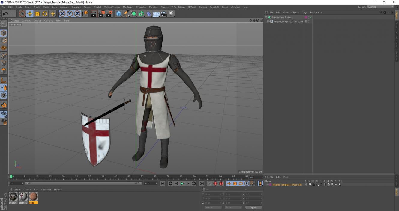 3D model Knight Templar T-Pose Set