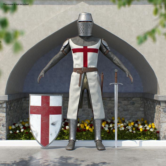 3D model Knight Templar T-Pose Set