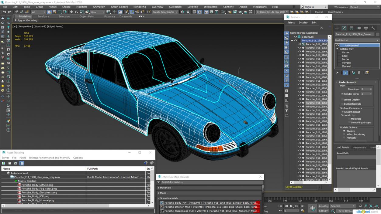 3D Porsche 911 1968 Blue