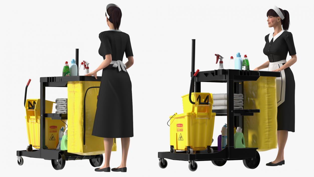 3D Rigged Housekeeping Maids Collection 2 model