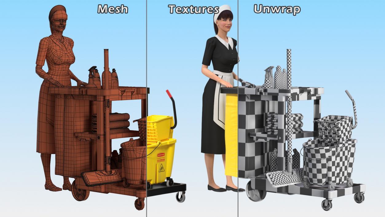 3D Rigged Housekeeping Maids Collection 2 model