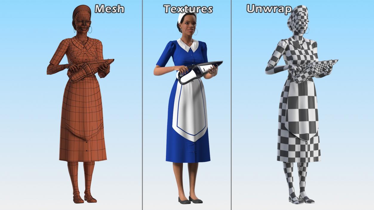 3D Rigged Housekeeping Maids Collection 2 model