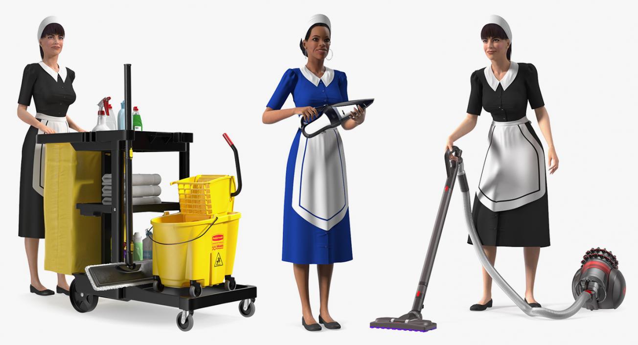 3D Rigged Housekeeping Maids Collection 2 model