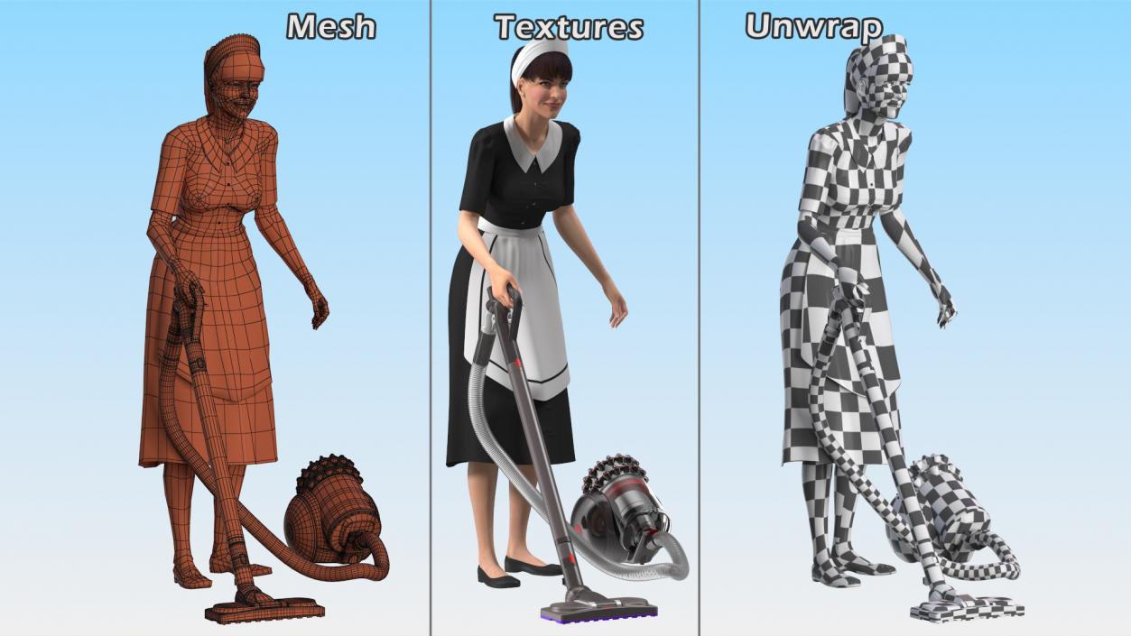 3D Rigged Housekeeping Maids Collection 2 model