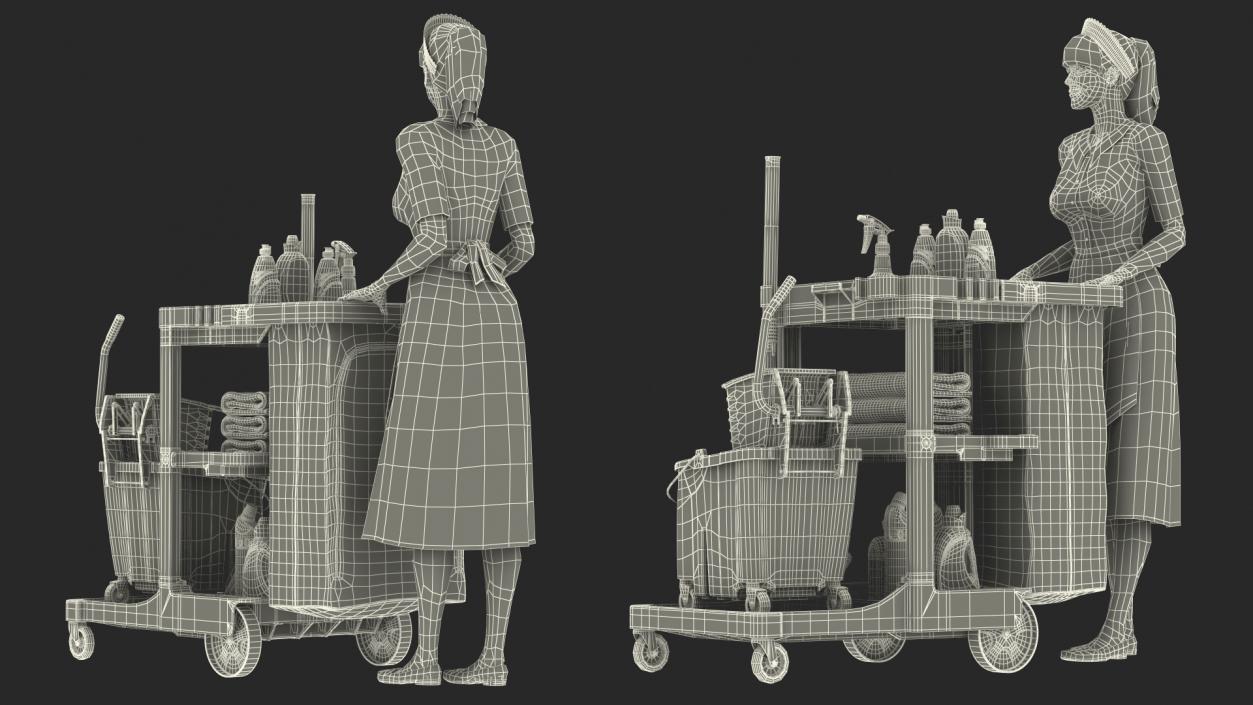 3D Rigged Housekeeping Maids Collection 2 model