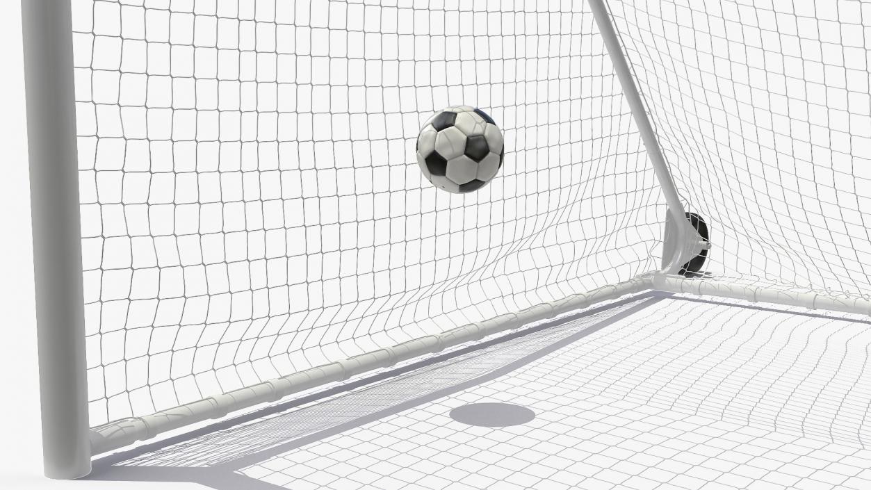 3D model Animated Soccer Ball Flies into Goal Net