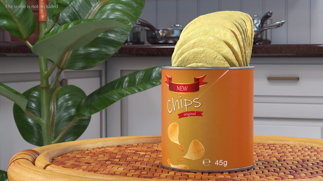 Opened Potato Chips Small Can 3D model