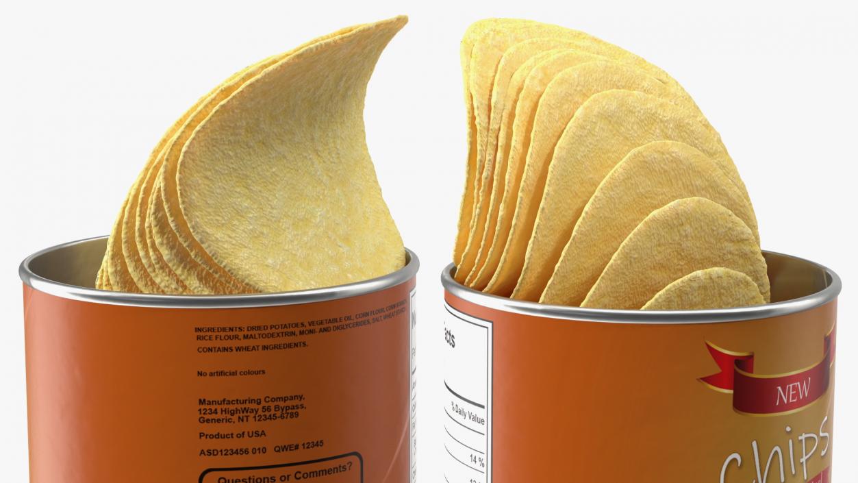 Opened Potato Chips Small Can 3D model