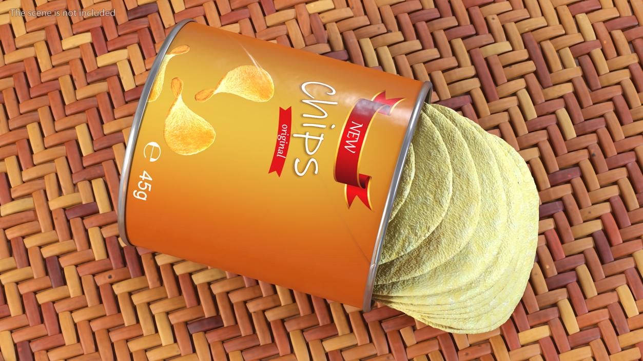 Opened Potato Chips Small Can 3D model