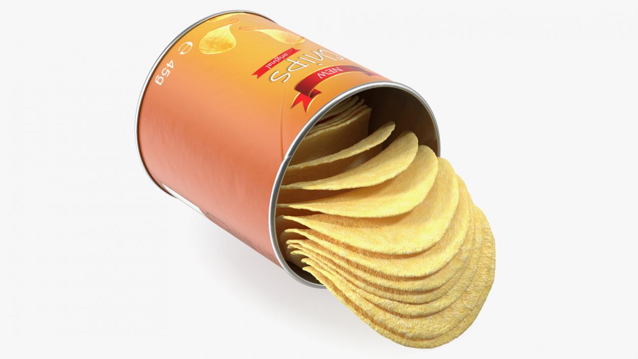 Opened Potato Chips Small Can 3D model