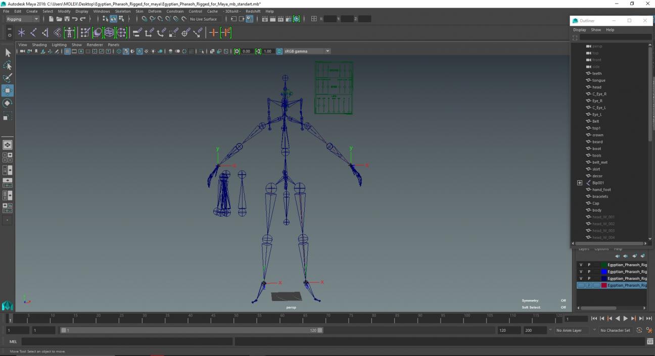 Egyptian Pharaoh Rigged for Maya 3D