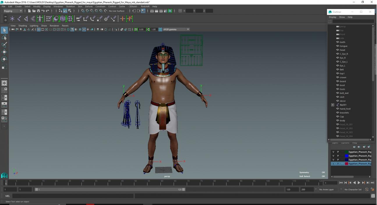 Egyptian Pharaoh Rigged for Maya 3D